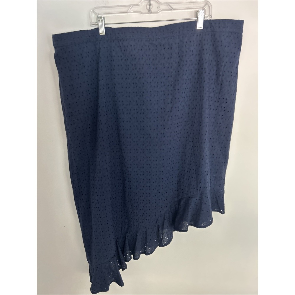 J Crew Mercantile Cotton Eyelet Asymmetrical Navy Skirt Size 3X